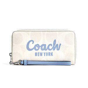 New Coach CZ330 Long Zip Around Wallet in Signature Canvas with Coach Graphic